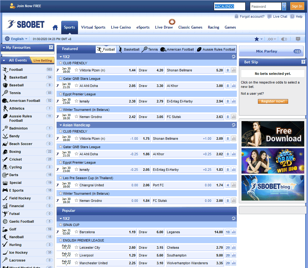 Odds Sbobet